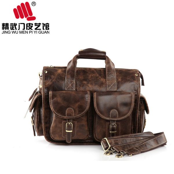 

briefcase style leather men's business hand-held crazy horse one shoulder messenger bag
