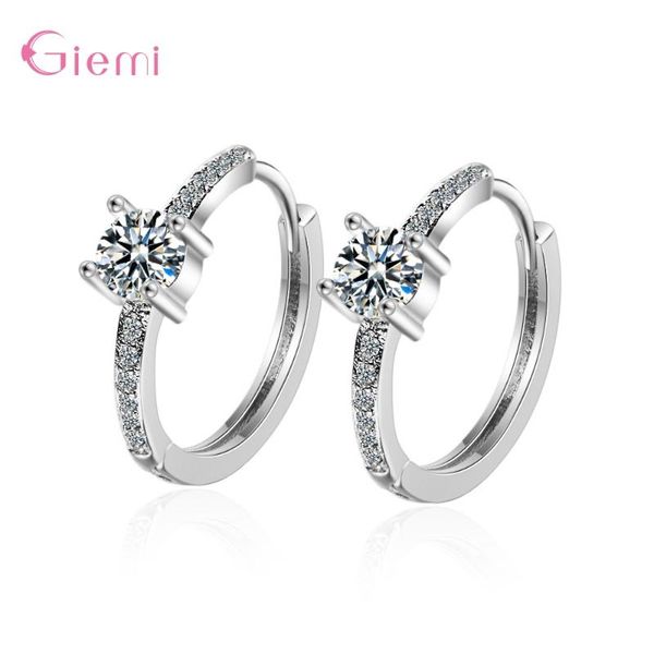 

clear cz zircon 925 sterling silver earrings for women girl geometric small hoop huggie jewelry bijoux brincos, Golden;silver