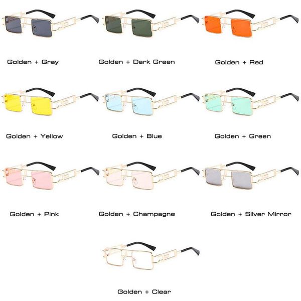 

sunglasses so&ei retro square unique hollow out metal frame men double bridges candy colors clear lens eyewear women sun glasses, White;black