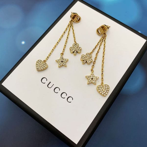 

special offer 70% off luxury jewelry letter tassel female dijia net red love star earrings, Golden