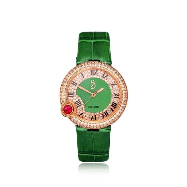 

luxury designer swiss quartz movement emerald jade women's fashion niche light luxury small green watch 1top