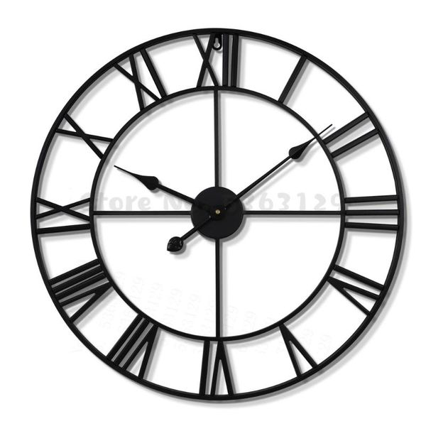 

wall clocks 80cm modern 3d large retro black iron art hollow clock roman numerals home decor big on the