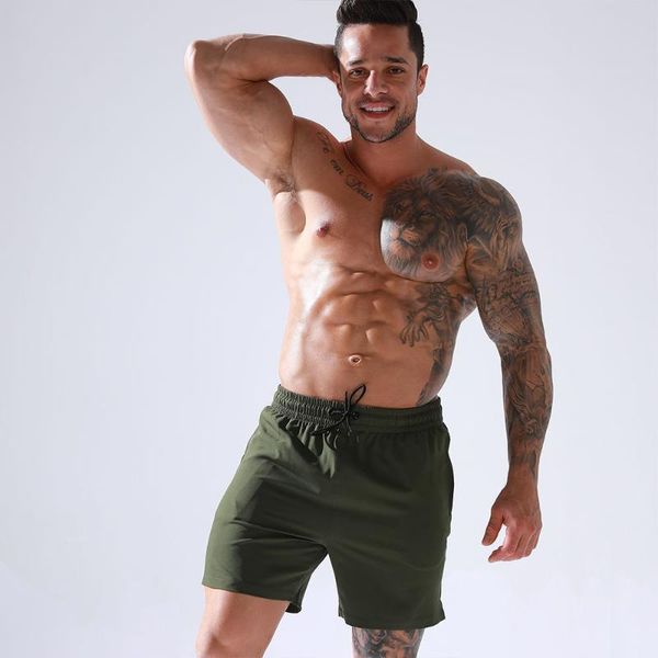 

men's swimwear board beach shorts with invisible zipper pocket solid color drawstring elastic sweatpants mesh lining for male