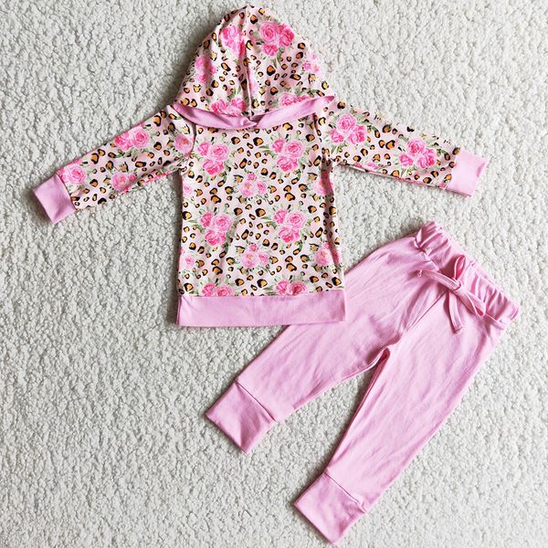 

kid designer clothes girls hoodies sets baby kids clothing boutique outfits pink flower toddler girl set cute hoodie wholesale children outf, White