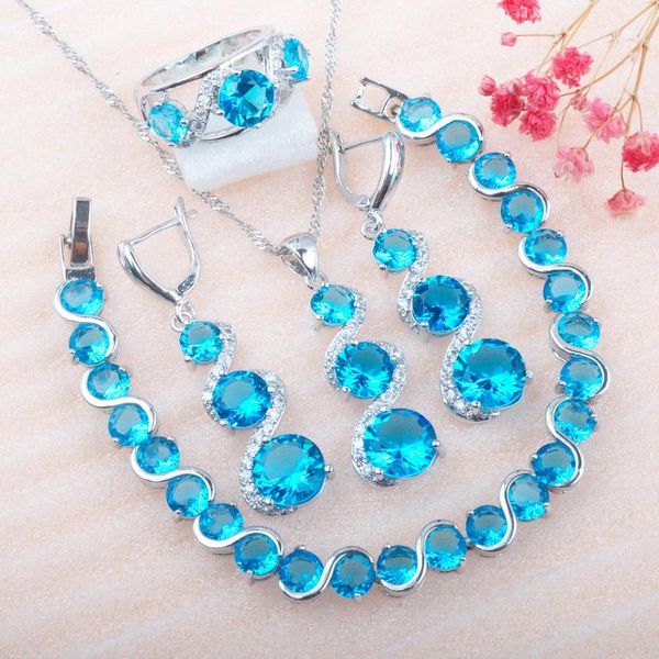 

earrings & necklace 2021 for women wedding jewelry set crystal zirconia ring bracelet and sets mn0137, Silver