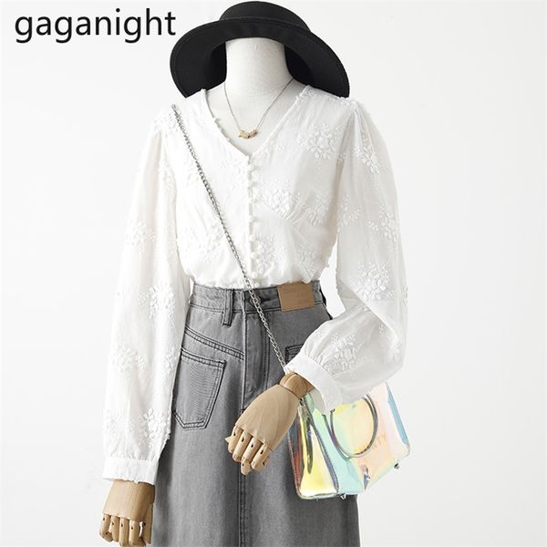 

vintage embroidery floral women blouse long sleeve v neck white lady shirts chic spring blouses girls blusas 210601
