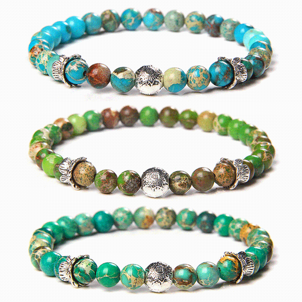 

beaded, strands 6 mm green sea sediment jaspe bracelets couples jewelry men lucky silver color craft beads charm bangle women stretch bracel, Black