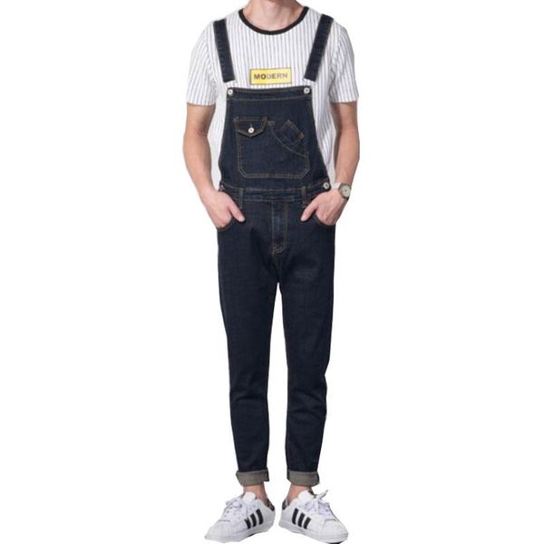 

men's jeans denim overalls for men retro slim bib pants stretch korean sling suspenders size s-5xl, Blue