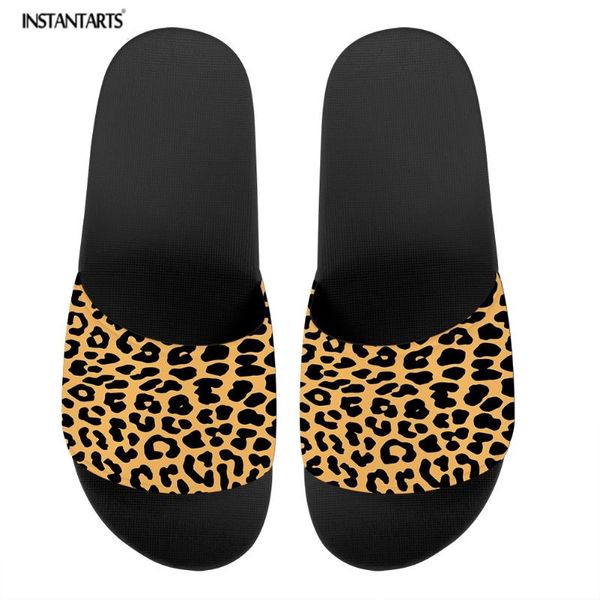 

women slippers leopard print woman slides home flat sandals animal skin pattern slipper brand flip-flop females, Black