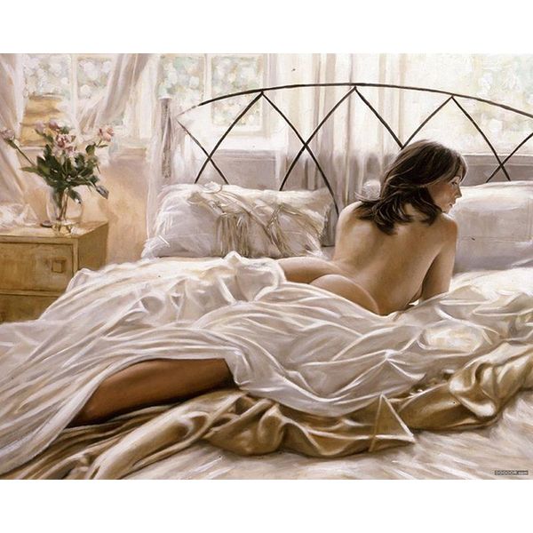 

paintings gatyztory beauty figure handpainted oil painting diy by numbers drawing on canvas home decoration