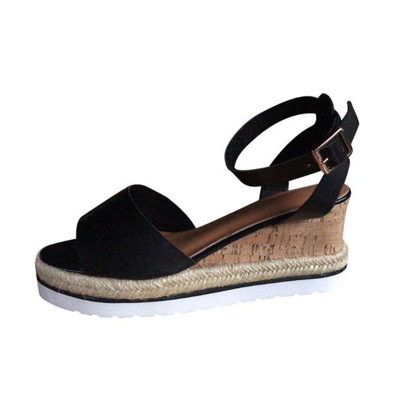 

summer wedges sandal open back fashion toe platform elevator women sandals shoes plus size pumps 2021, Black