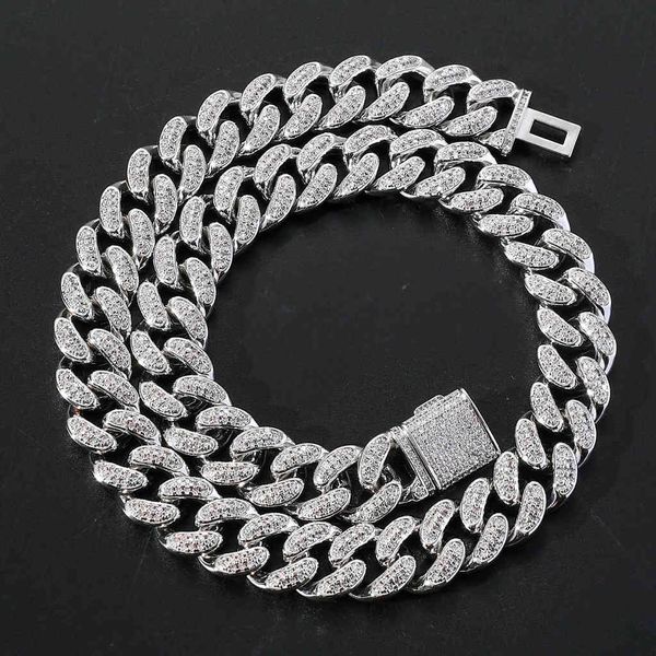 

necklace hip hop 15mm cuban chain jewelry flip buckle men's accessories, Black