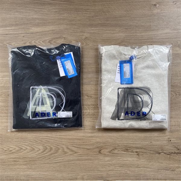 

brand hoodie original korean tide brand ader autumn new ghost letter embroidery round neck loose men's and women's sweater, Black