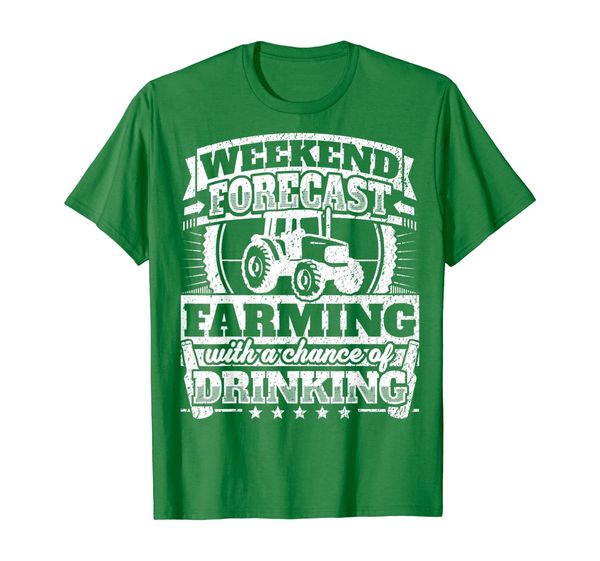

funny farmer shirt: weekend forecast farming drinking gift, White;black
