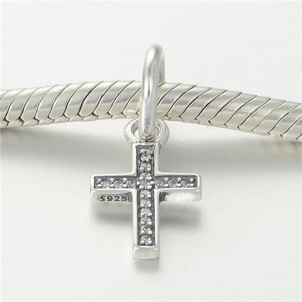 

authentic 925 sterling silver jewelry ssymbol of faith with clear cz charm charms fits european pandora style jewellry bracelets & necklace