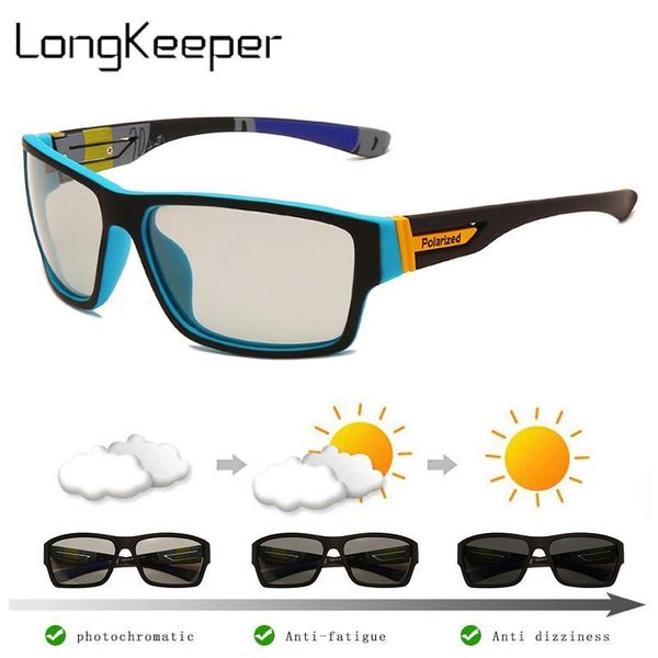 

sunglasses polarized pochromic men chameleon glasses sport sun discoloration eyewear anti glare driving, White;black