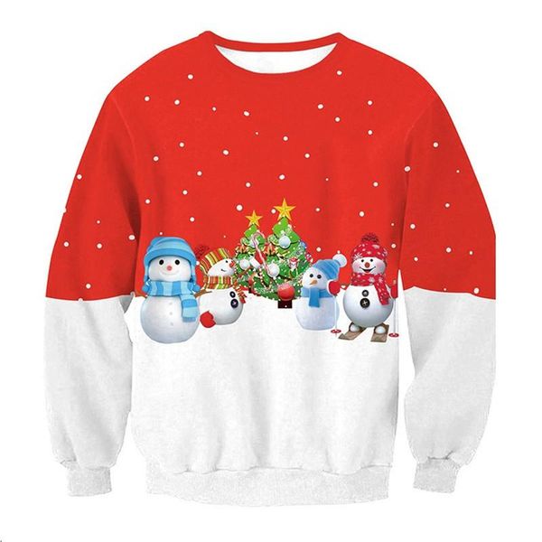 

men's sweaters christmas tree snowman ugly sweater men women holiday jumpers 3d funny print crew neck xmas sweatshirt, White;black
