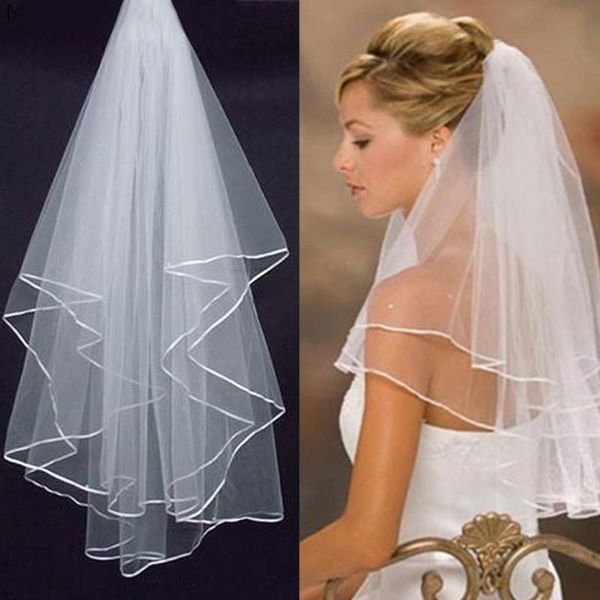 

bridal veils jieruize white ivory simple tulle wedding 2021 with comb accessories, Black