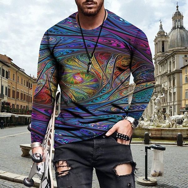 

men's t shirt 3d print graphic abstract crew neck casual daily print long sleeve casual streetwear big and tall blue purple pink g8sj#, White;black