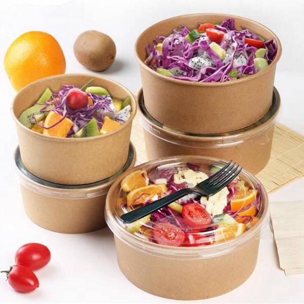 

disposable take out containers packing box takeout kraft paper grade salad breakfast fast tray with lid take-away