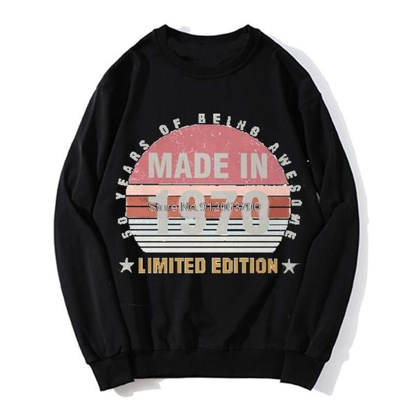 

men's hoodies & sweatshirts tvoe vintage birthday anniversary men o-neck fleece sweater sweatshirt harajuku streetwear, Black