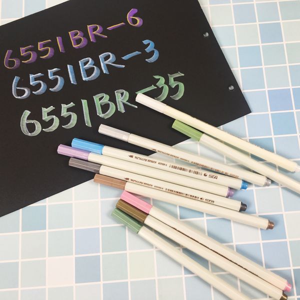 

metal sta6551brush paint pen 10 color pearl marker graffiti ing, Blue;orange