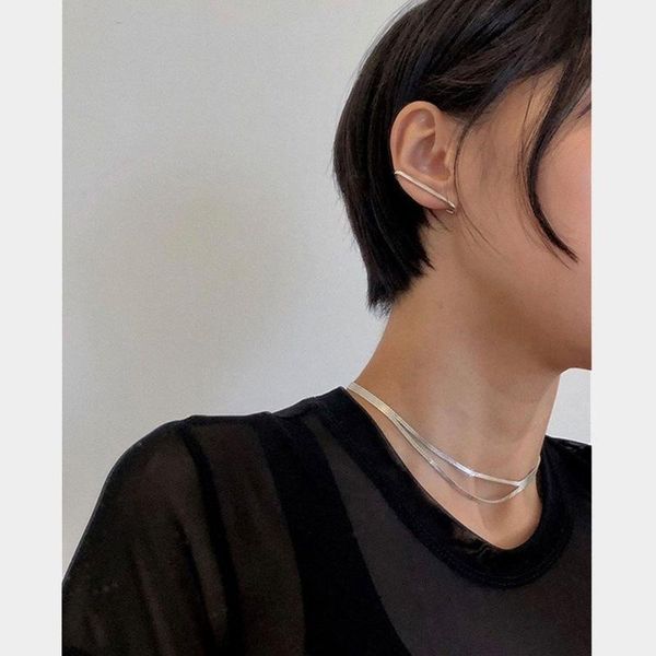 

pendant necklaces plaid fashionable clavicle chain copper plating white silver color-resistant hollow double layer
