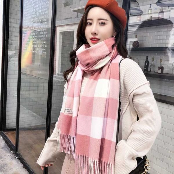 

20 imitation cashmere lovely plaid scarf women's korean version simple fashion square warm scarf, Blue;gray