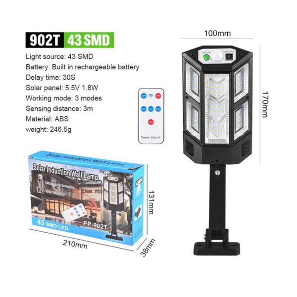 

solar lamps outdoor led wall light infrared sensor motion smart remote control garden household street ip65 waterproof