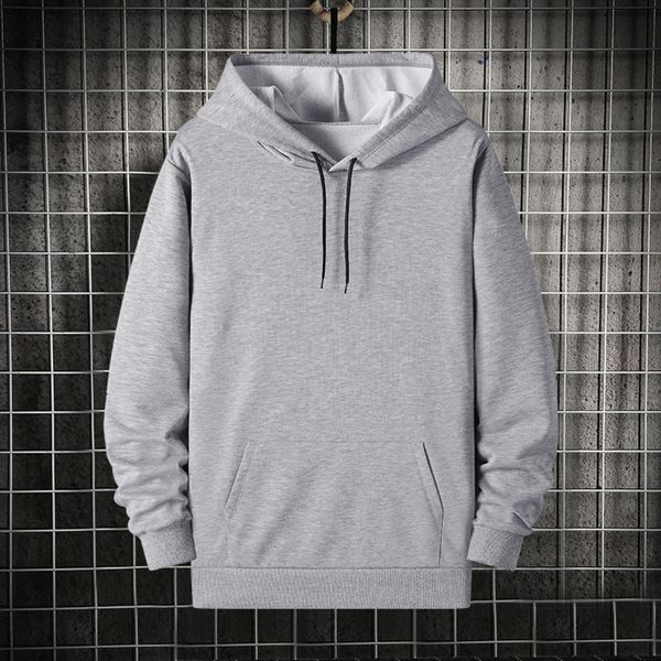 

autumn solid color sweater large pullover loose casual sports hoodie korean fashion men's coat, Black