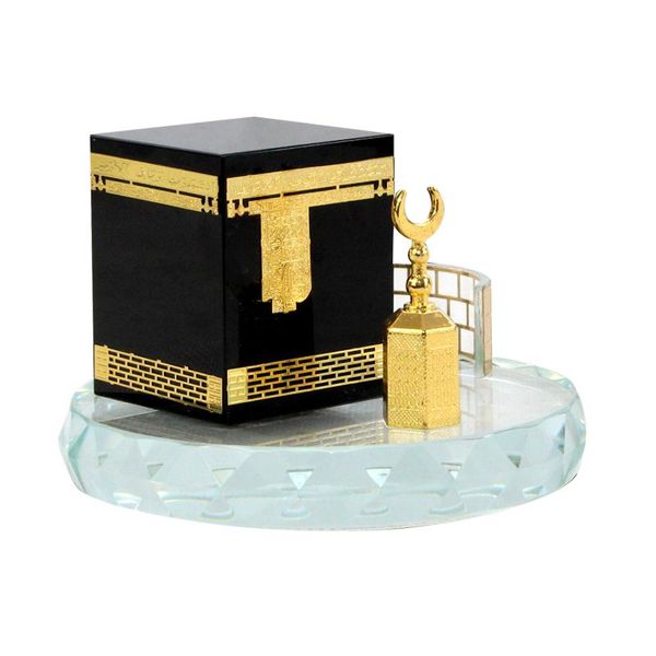 

decorative objects & figurines 3pcs living room craft 3d mosque elegant engraving architecture model kit crystal gilded kaaba office muslim