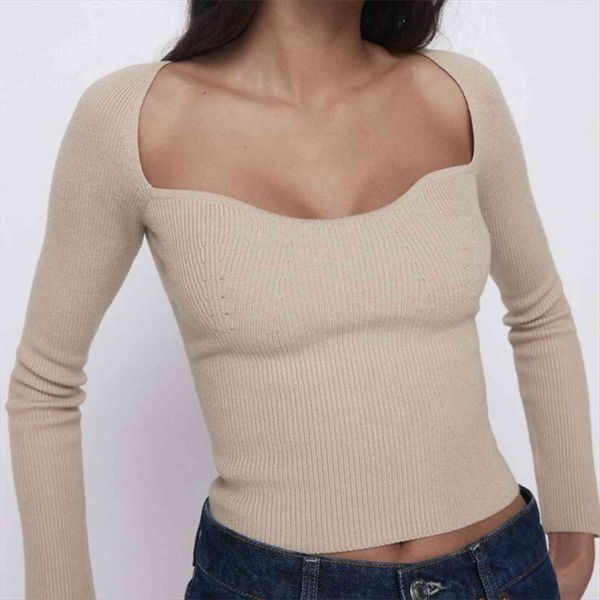 

women fashion stretch slim cropped womens sweaters knitted vintage heart shaped collar long sleeve female pullovers chic, White;black