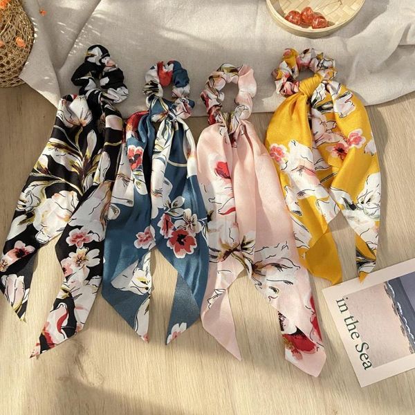 

soft ribbon hair winding rope is suitable for women flower accessories rubber support ponytail elastic tie headdress1