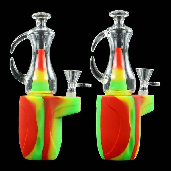 8.2 '' Su Boruları Cam Boru Bongs Bong Silikon Dab Rigs Nargile Kase