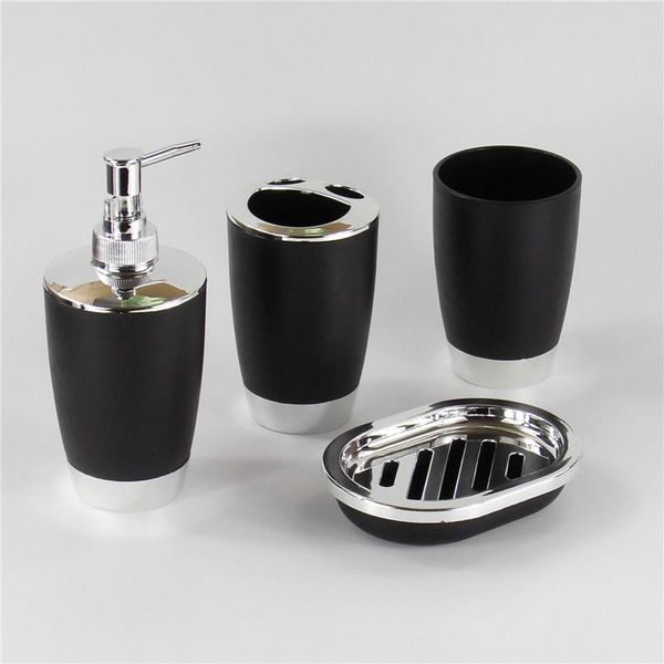 

bath accessory set 4 pcs/set bathroom suit plastic shampoo press bottle wash gargle cup toothbrush holder soap dish accessories