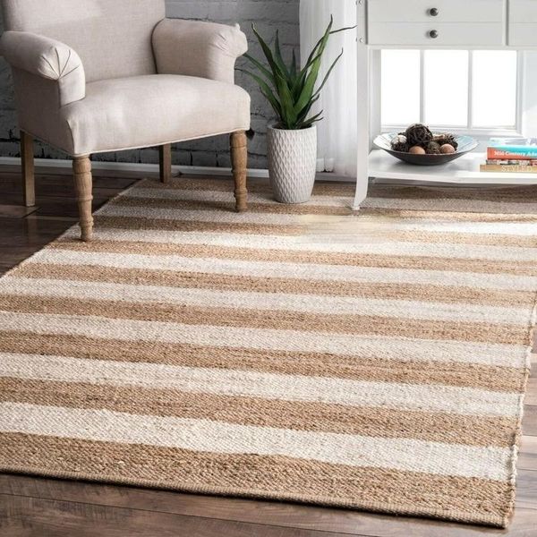 

carpets home living room decoration area carpet 100% natural jute hand-woven circular stripes double-sided modern