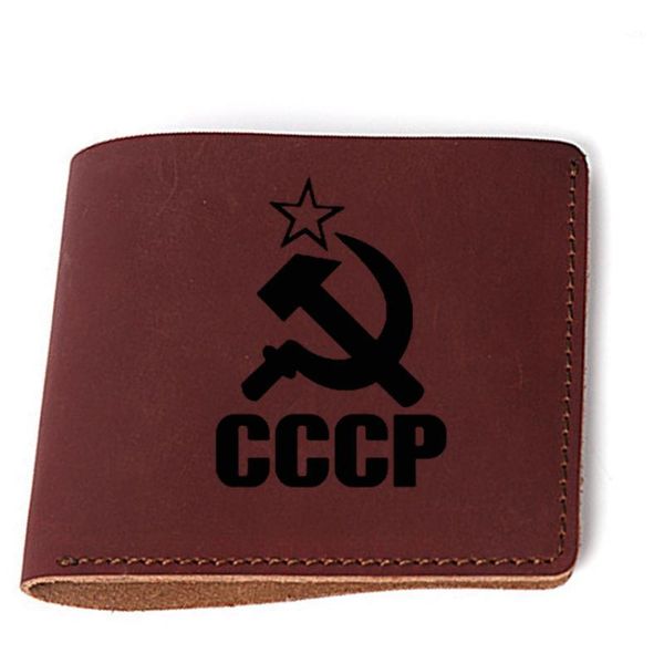 

wallets real leather ussr wallet for men and women travel card holders small coin purse hasp design cccp mini1, Red;black