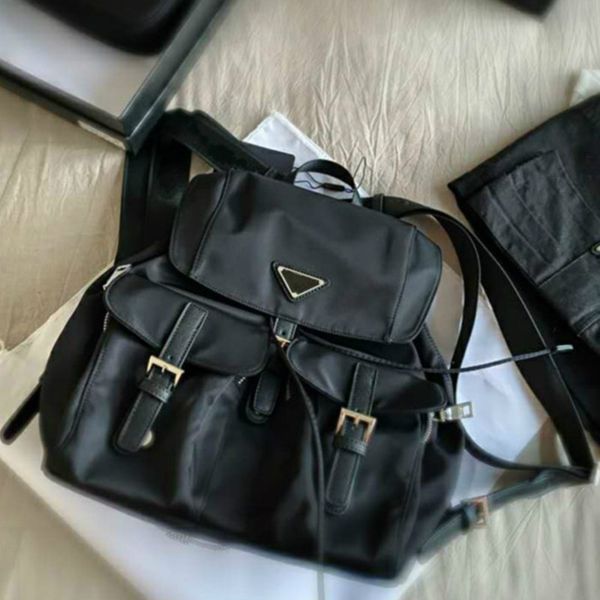 

black luxury nylon backpack designer men's backpack medium size multi pocket women's school bag