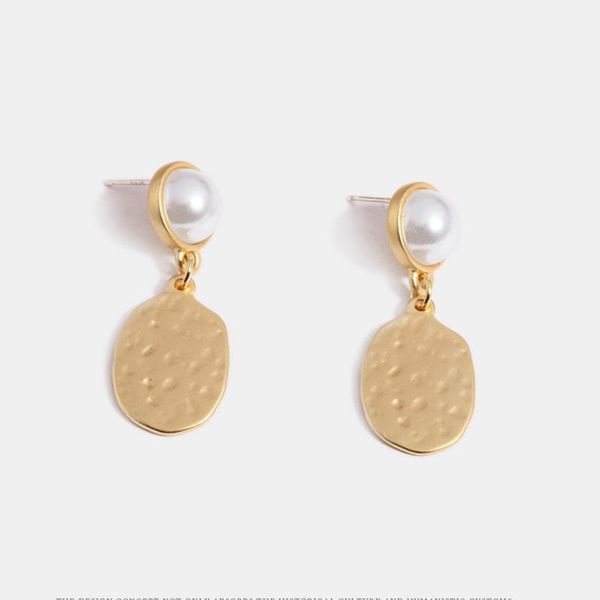 

stud chic creative simple white faux pearls earrings for women geometric gold color oorbellen pendientes mujer brincos 2021 jewelry, Golden;silver