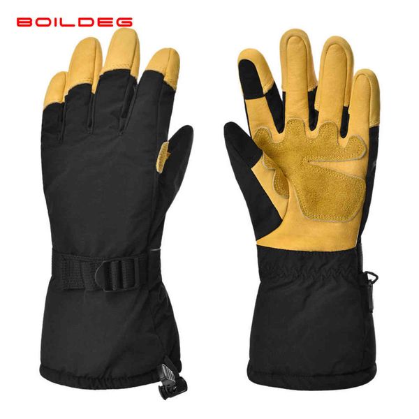 

outdoor work ski glov winter sherry windproof cloth deer extended band mouth warm glov