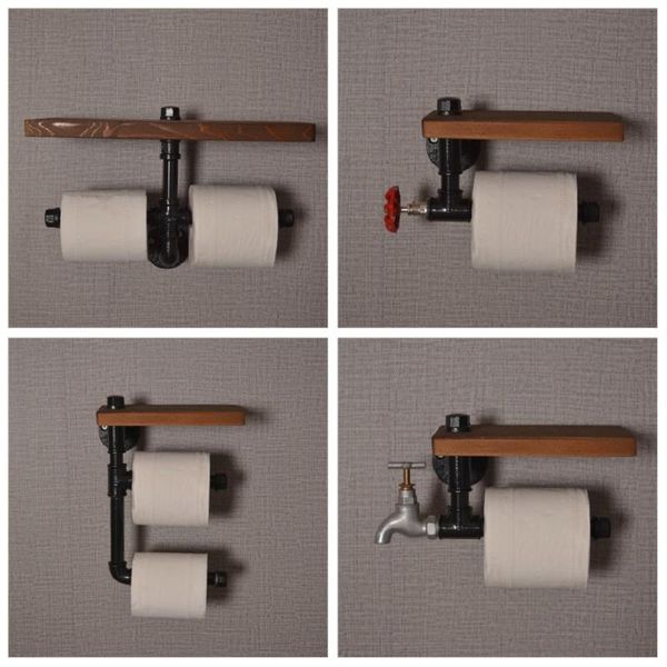 

creative water pipe kitchen tissue holder bathroom paper mobile phone retro metal toilet towel rack home holders