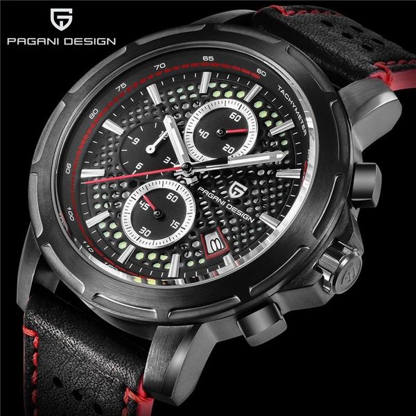 

wristwatches pagani design 2021 fashion quartz watch men genuine leather saat waterproof luminous chronograph support drop, Slivery;brown