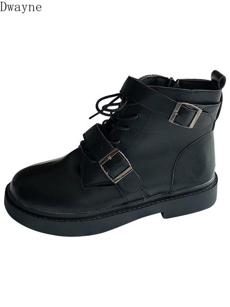 

boots 2021 autumn and winter short tube ins patent leather female british wind thick bottom motorcycle, Black