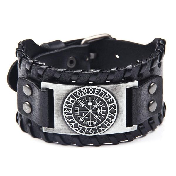 

charm bracelets selling european and american pirate bracelet retro compass men's width leather, Golden;silver