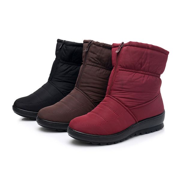

2022 new women snow boots woman ankle platform wedges fashion slip-on waterproof winter new plus velvet warm shoes, Black