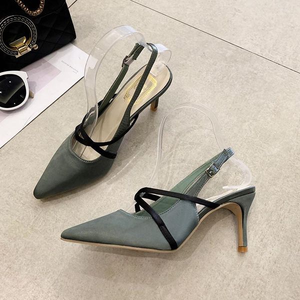 

teahoo 2021 fashion summer women sandals leisure hollow out ankle strap buckle lady roman shoes pointed party mujer, Black