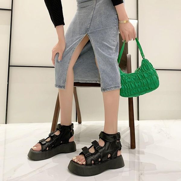 

sandals rome style for women summer sandalia feminina woman female peep toe beach street ladies shoes zapatos mujer, Black