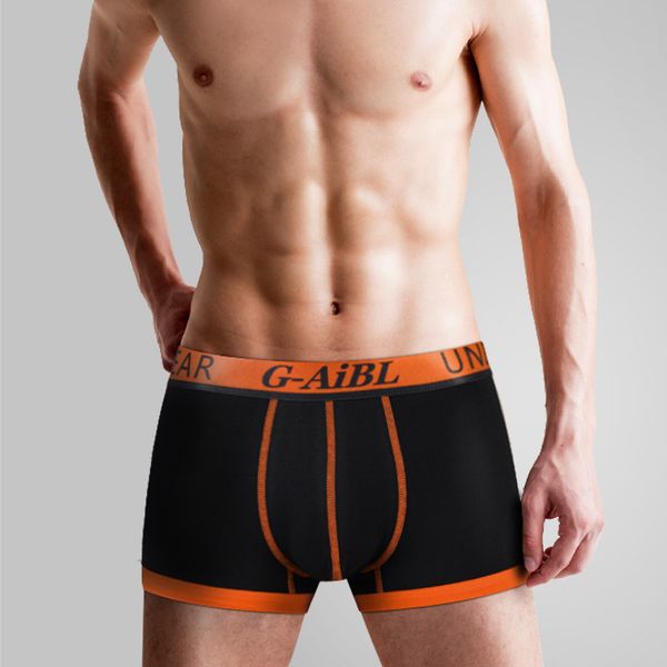 

young people's underwear fashion high end men's cotton boxers korean trend anti abrasion leg boxers, Black;white