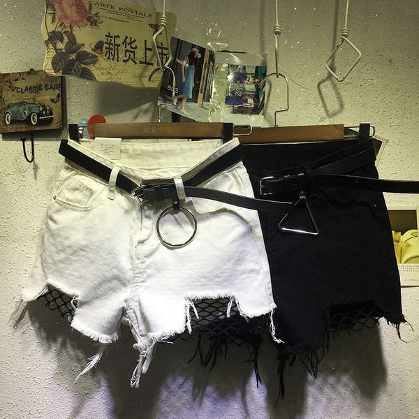 

women's shorts summer new wide leg pants jeans, White;black