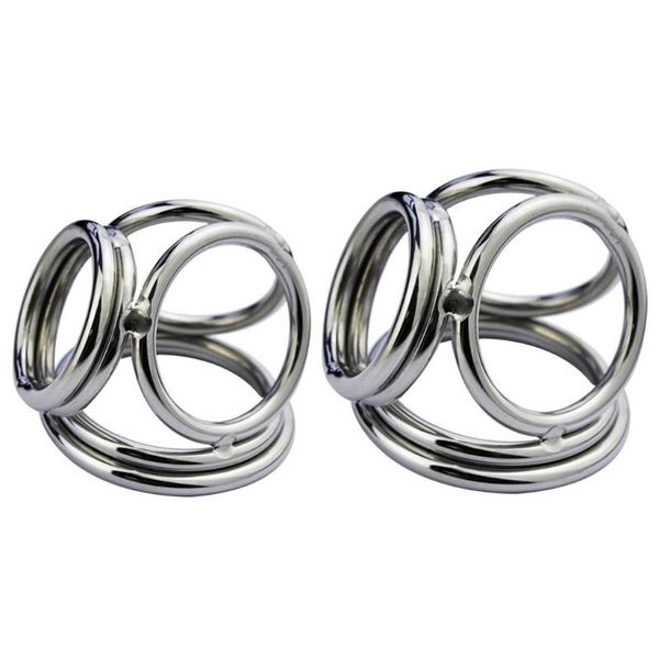 

cockrings stainless steel male chastity device penile bondage scrotum restraint 4 rings game toy for men